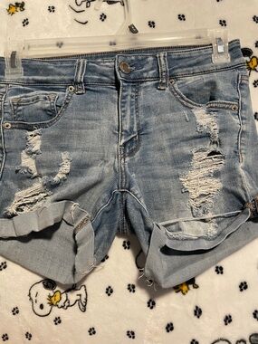 American Eagle Outfitters Light Blue Super Stretch Denim Shorts Size 8 Midi
